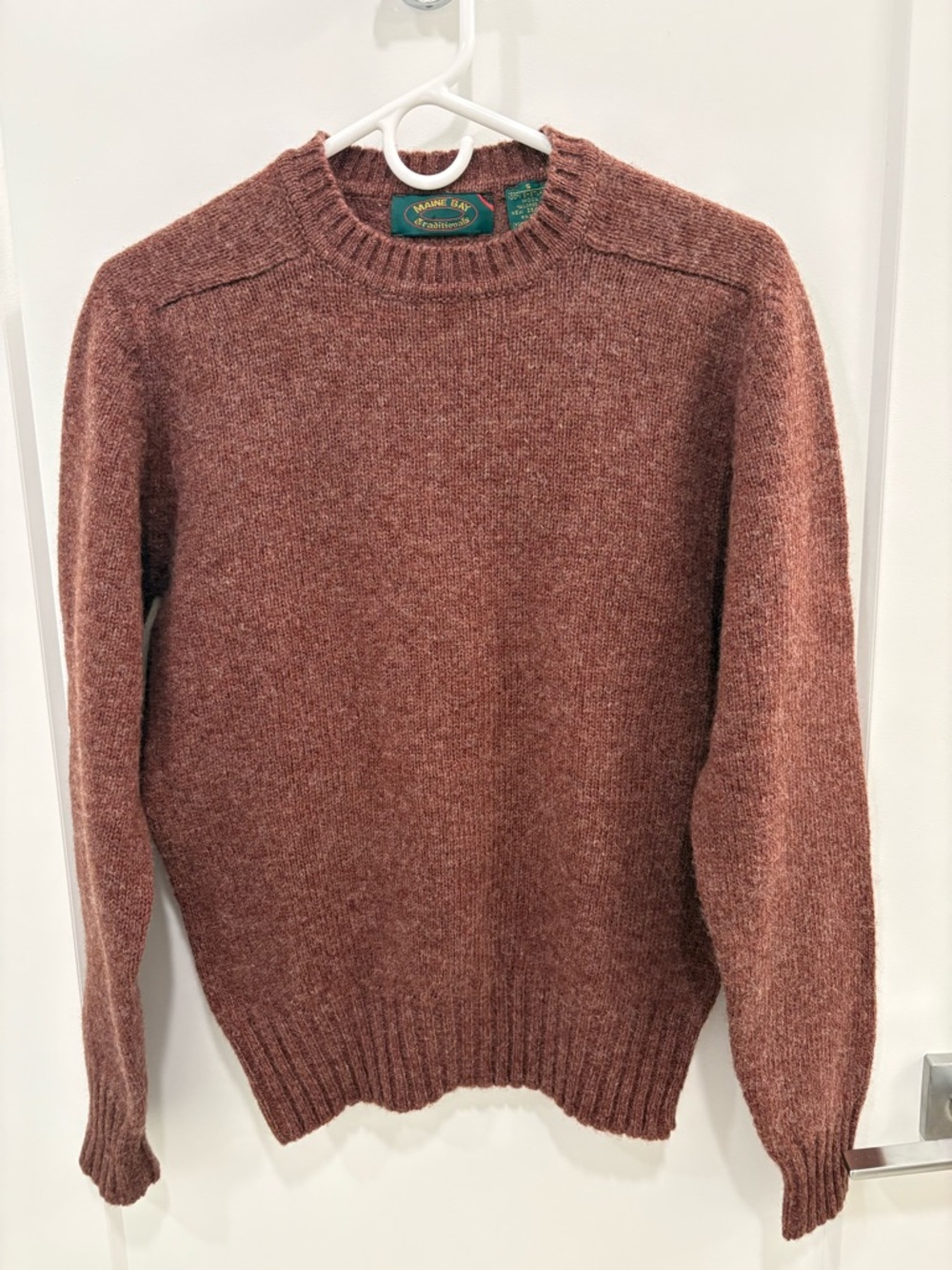 Vintage Maine Bay Traditionals Brown 100% Shetland Wool Sweater Size Small